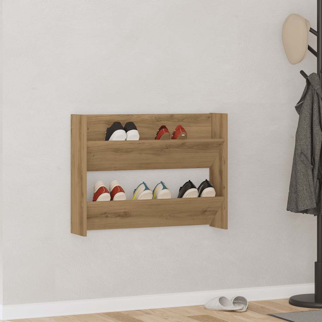 vidaXL Wand-Schuhregal Artisan-Eiche 80x18x60 cm Holzwerkstoff