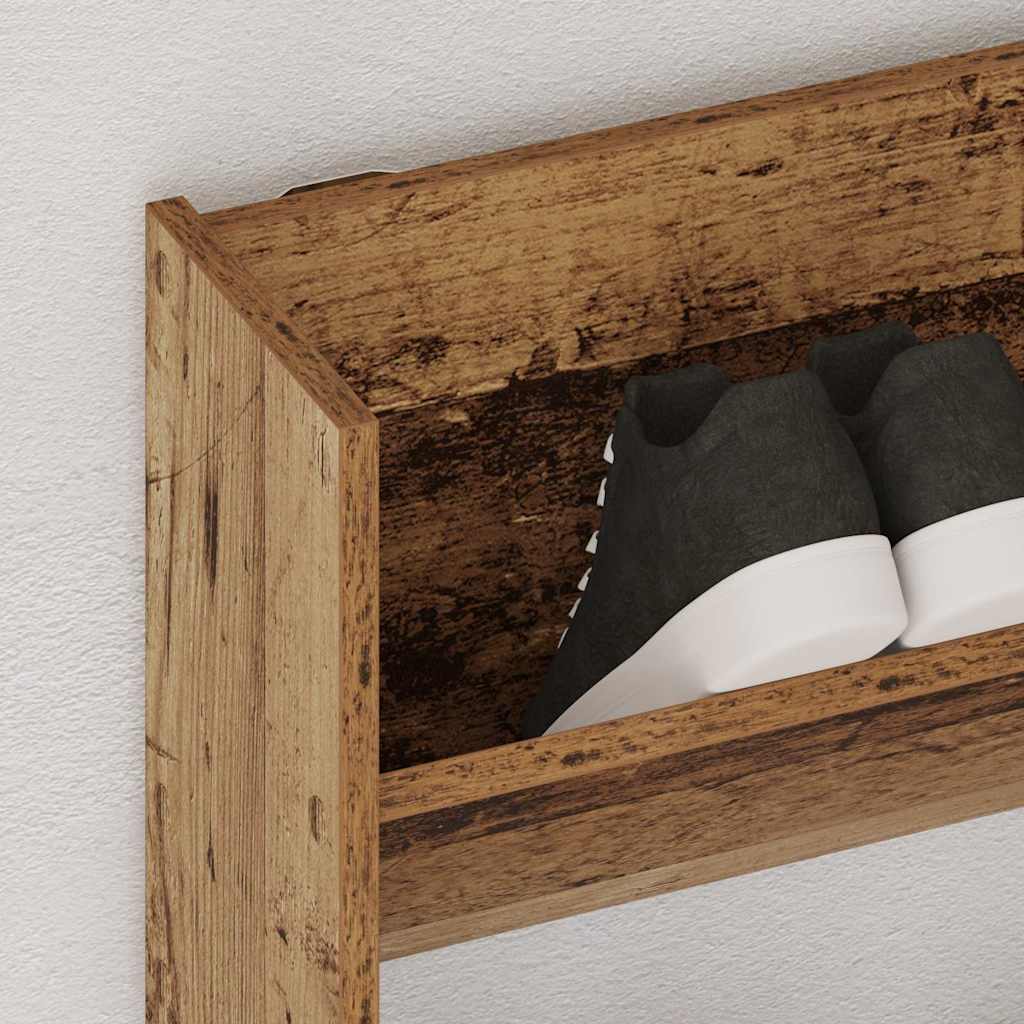 vidaXL Schuhregal Wandmontage Altholz-Optik 80x18x90 cm Holzwerkstoff