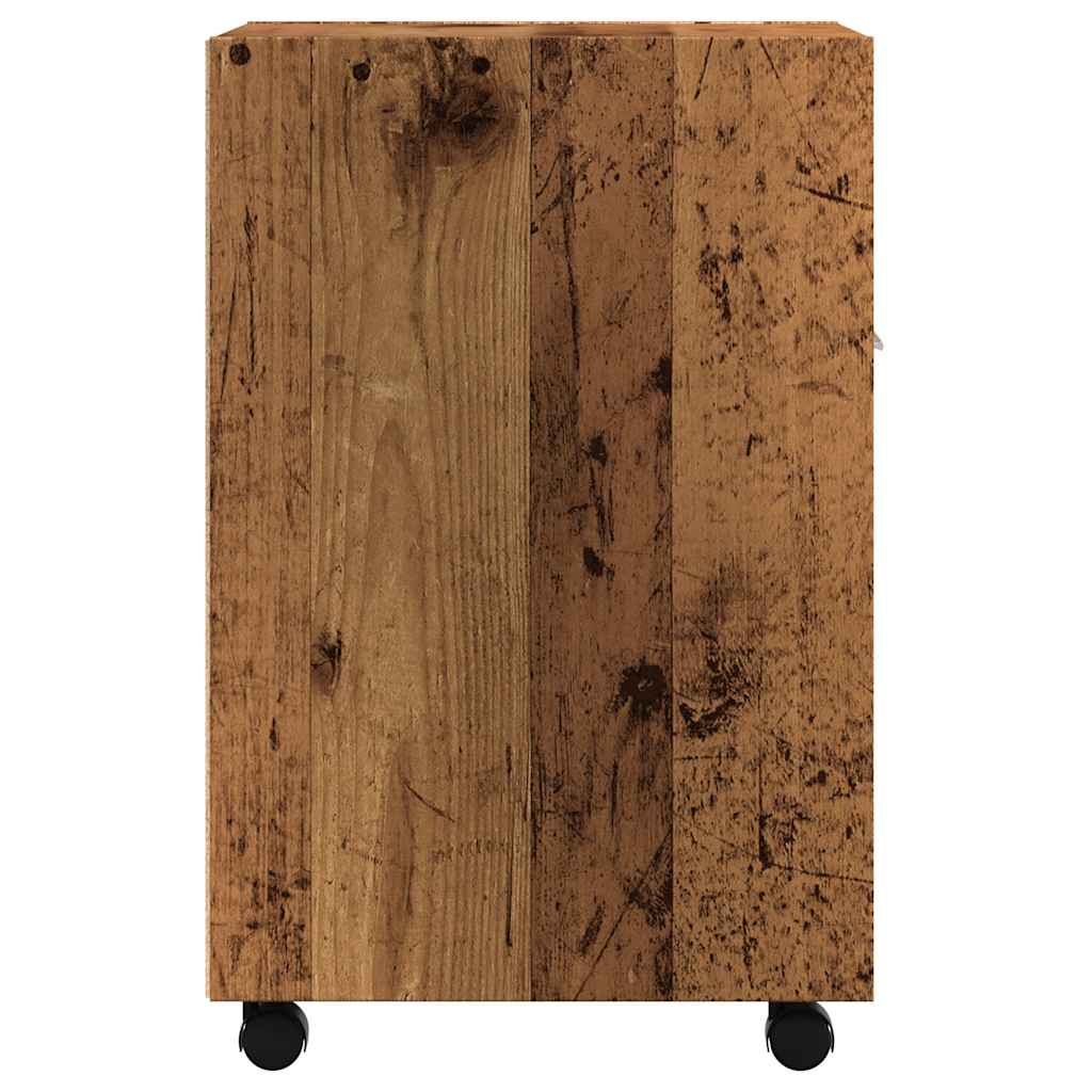 vidaXL Schrank mit Rollen Altholz-Optik 33x38x60 cm Holzwerkstoff