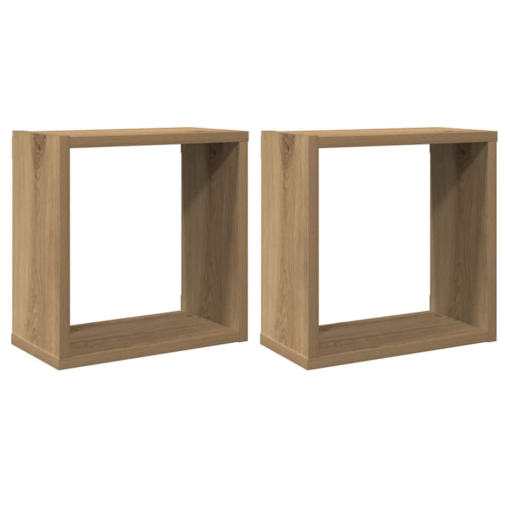 vidaXL Würfel-Wandregale 2 Stk. Artisan-Eiche 30x15x30 Holzwerkstoff