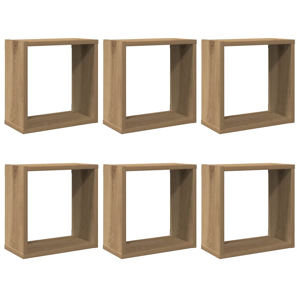 vidaXL Würfel-Wandregale 6 Stk. Artisan-Eiche 30x15x30 Holzwerkstoff