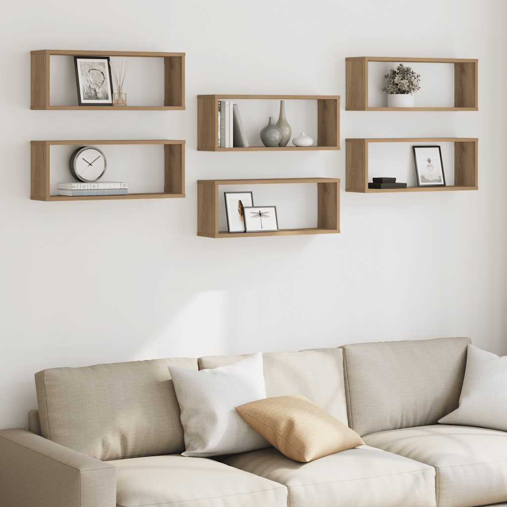 vidaXL Wandregale 6 Stk. Artisan-Eiche 60x15x23 cm Holzwerkstoff