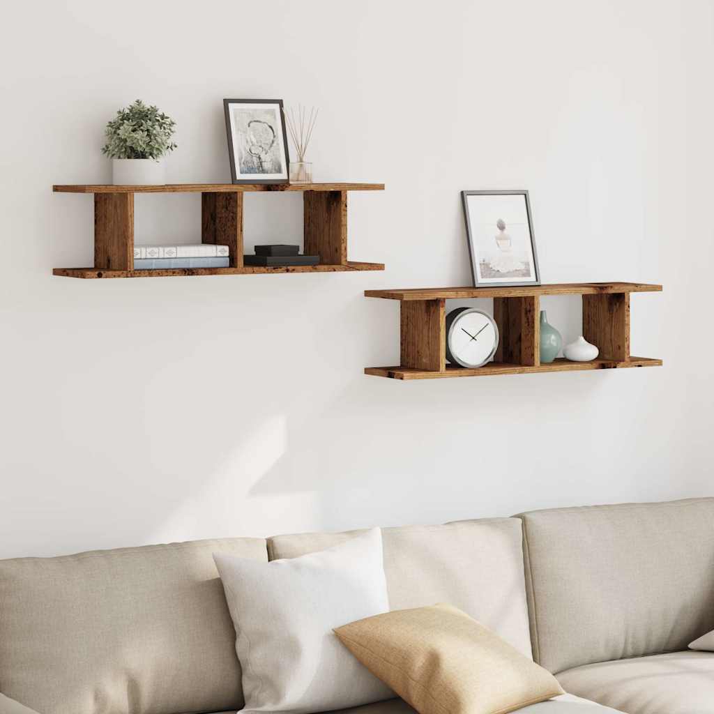 vidaXL Wandregale 2 Stk. Altholz-Optik 75x18x20 cm Holzwerkstoff