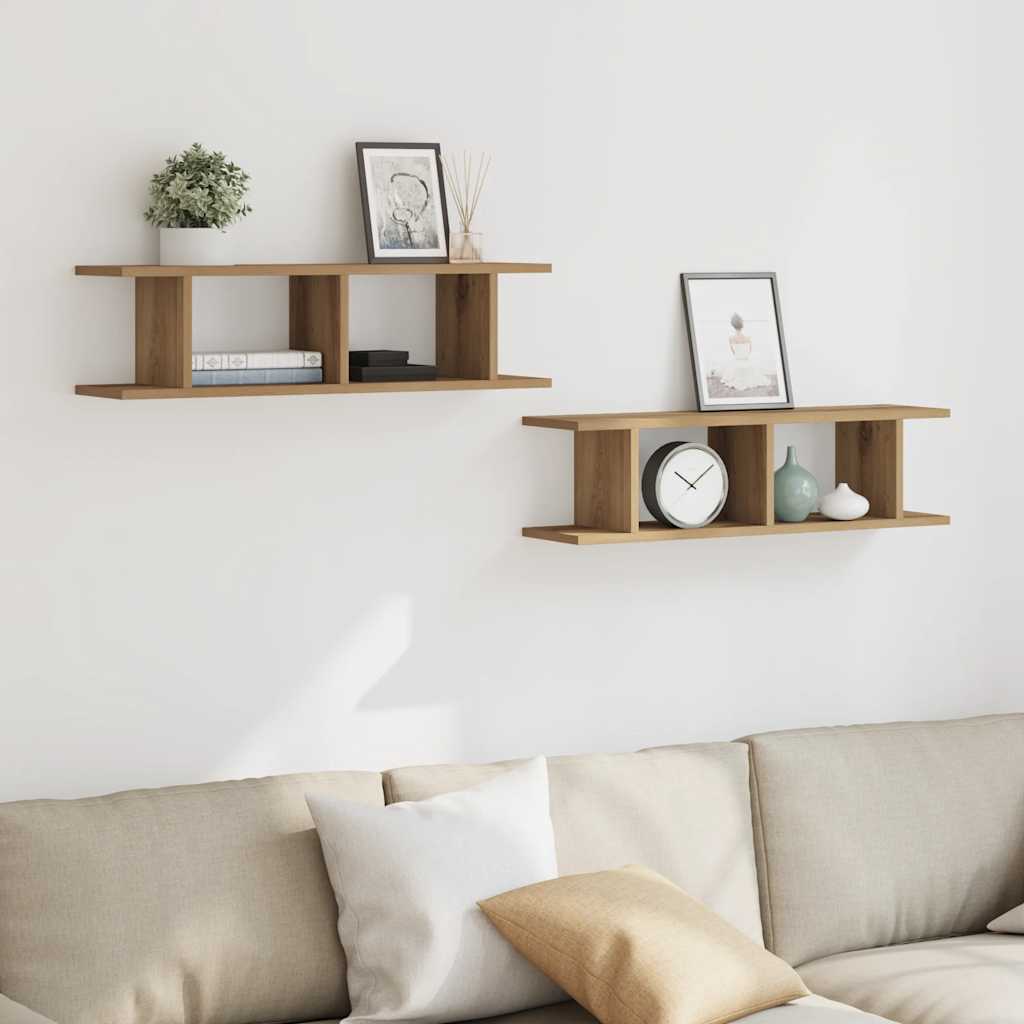vidaXL Wandregale 2 Stk. Artisan-Eiche 75x18x20 cm Holzwerkstoff