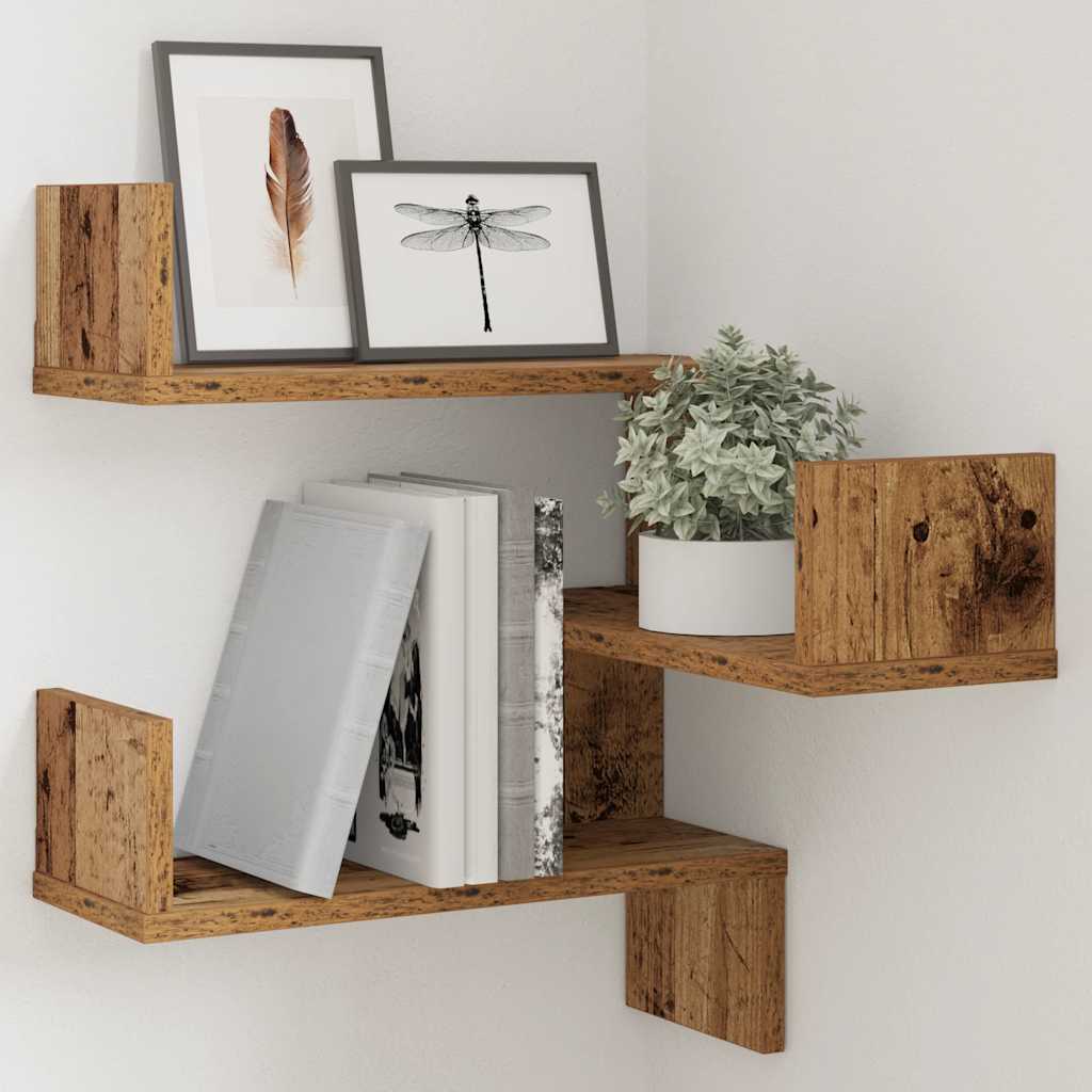 vidaXL Wand-Eckregal Altholz-Optik 40x40x49,5 cm Holzwerkstoff