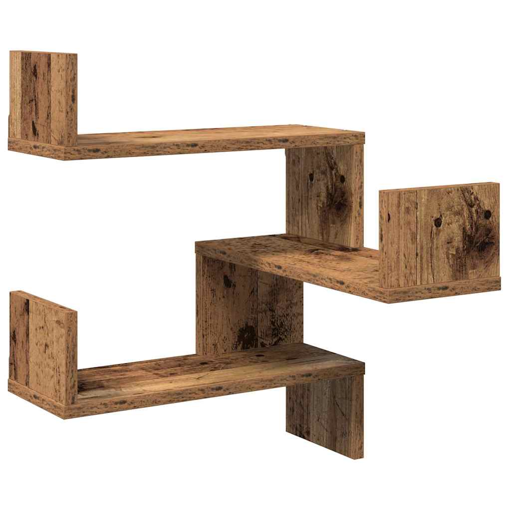 vidaXL Wand-Eckregale 2 Stk. Altholz-Optik 40x40x49,5 Holzwerkstoff