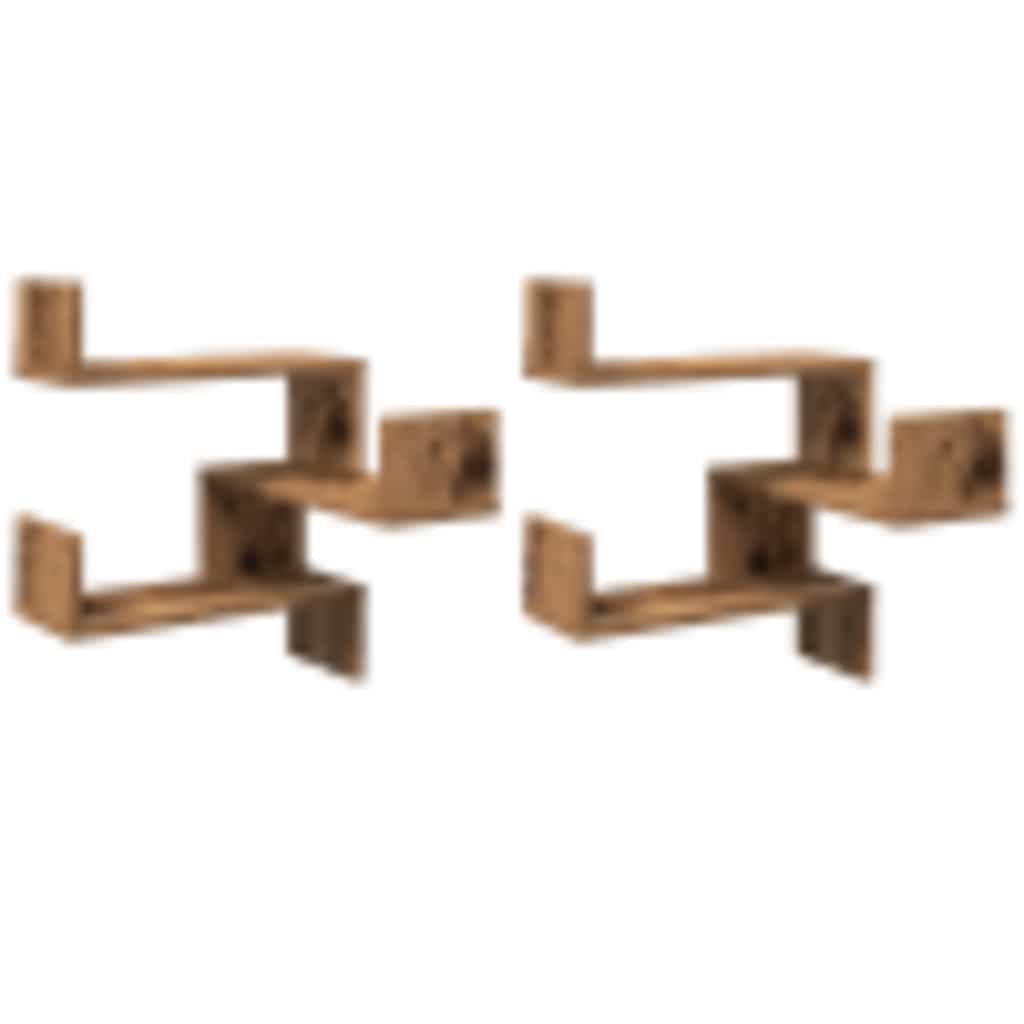 vidaXL Wand-Eckregale 2 Stk. Altholz-Optik 40x40x49,5 Holzwerkstoff