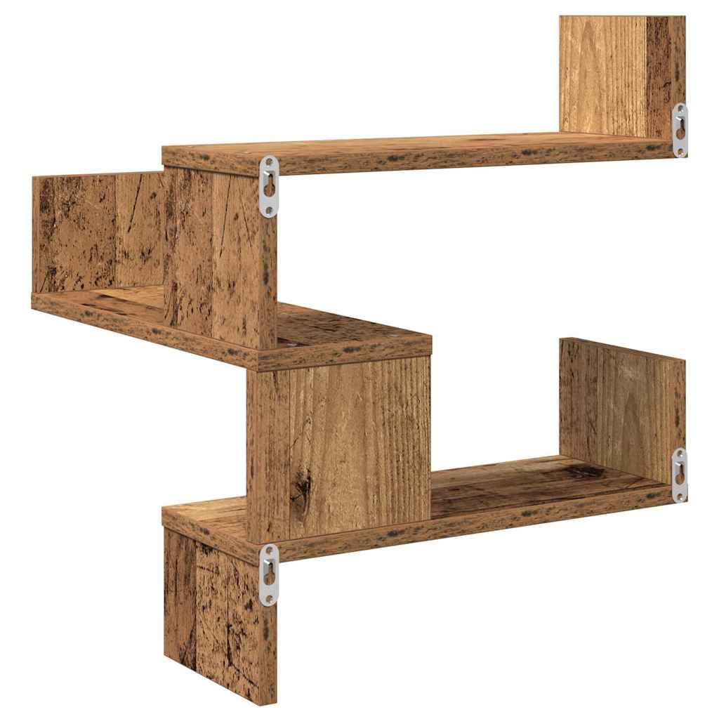 vidaXL Wand-Eckregale 2 Stk. Altholz-Optik 40x40x49,5 Holzwerkstoff