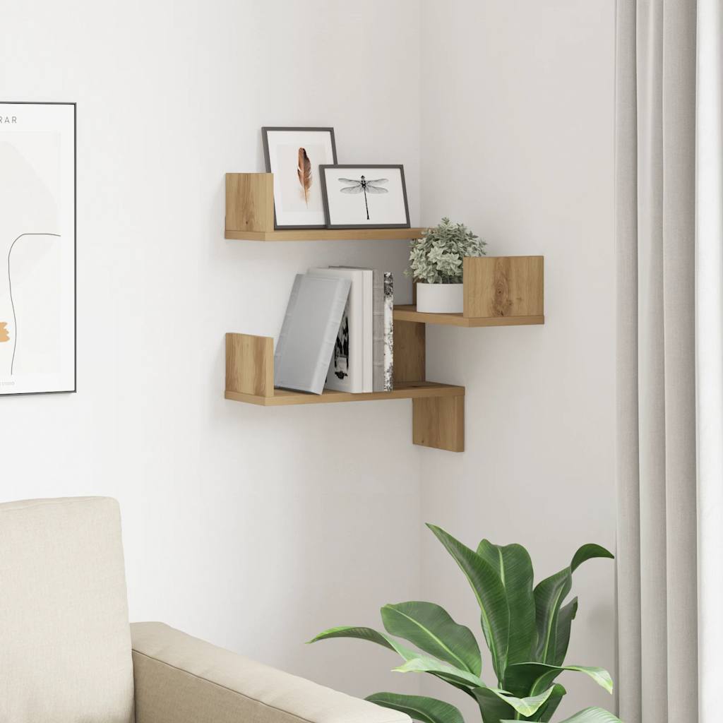 vidaXL Wand-Eckregal Artisan-Eiche 40x40x49,5 cm Holzwerkstoff