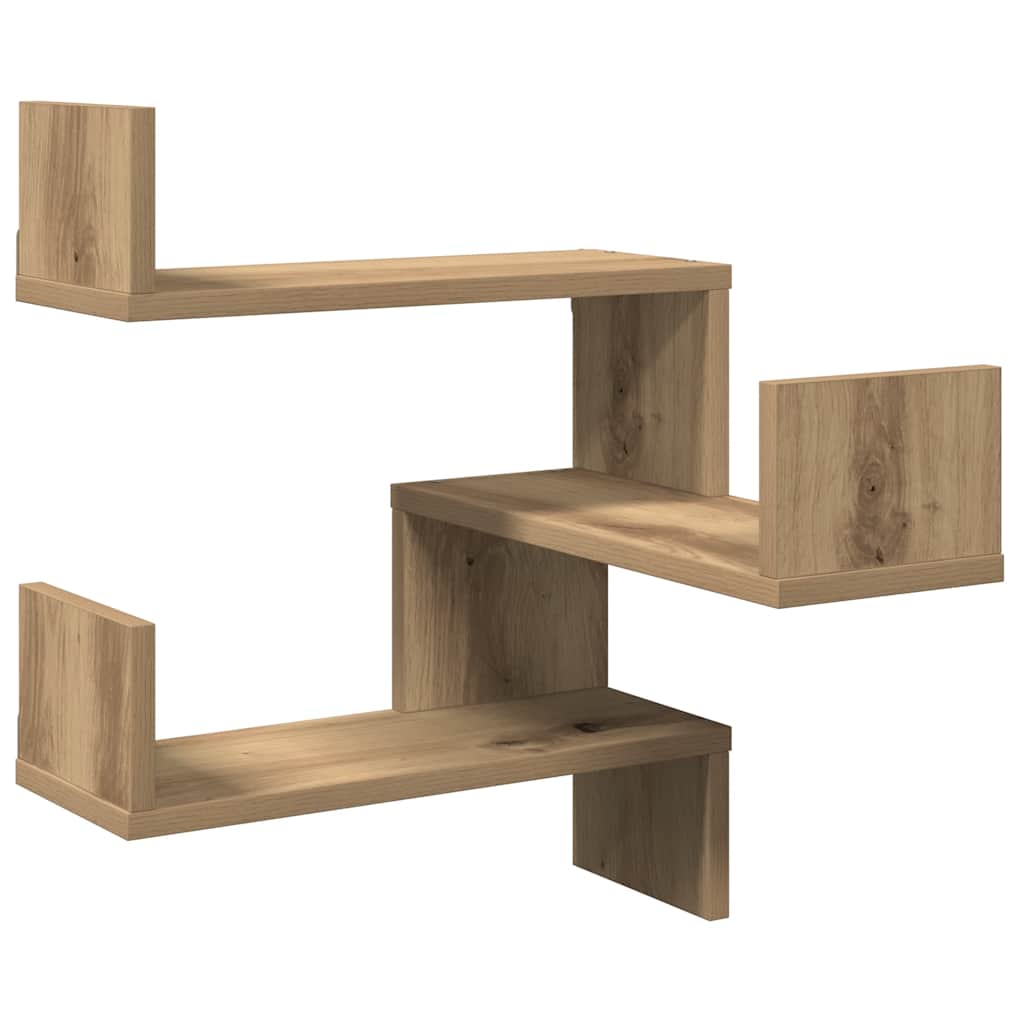 vidaXL Wand-Eckregale 2 Stk. Artisan-Eiche 40x40x49,5 Holzwerkstoff