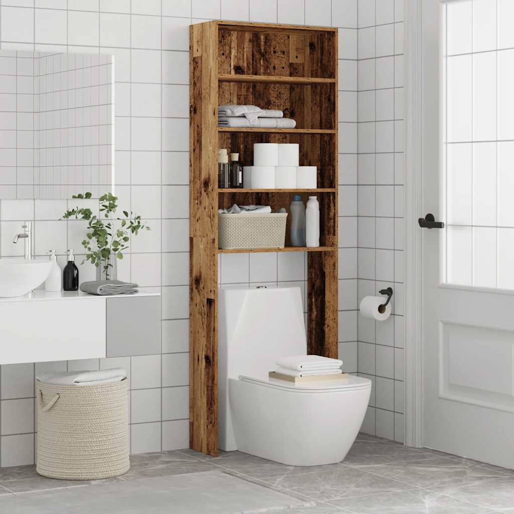 vidaXL Waschmaschinenregal Altholz-Optik 64x24x190 cm