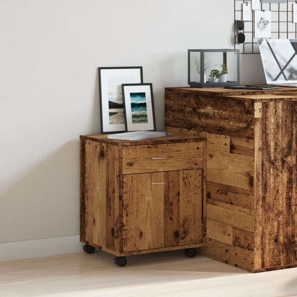 vidaXL Rollcontainer Altholz-Optik 45x38x54 cm Holzwerkstoff