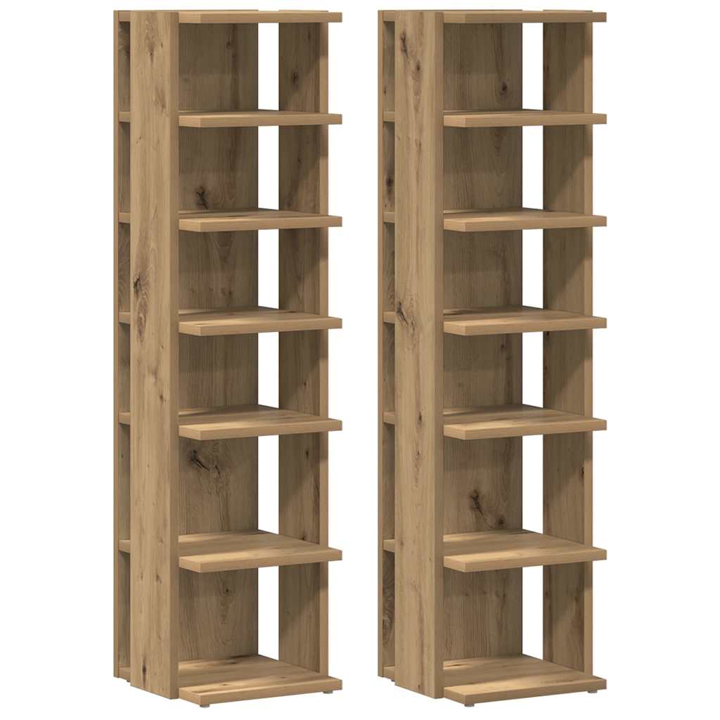 vidaXL Schuhschränke 2 Stk. Artisan-Eiche 28x27x102 cm Holzwerkstoff