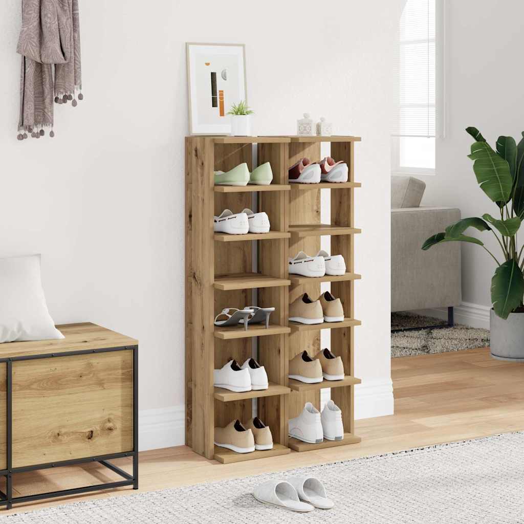 vidaXL Schuhschränke 2 Stk. Artisan-Eiche 28x27x102 cm Holzwerkstoff