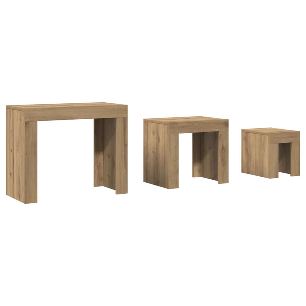 vidaXL Satztische 3 Stk. Artisan-Eiche Holzwerkstoff