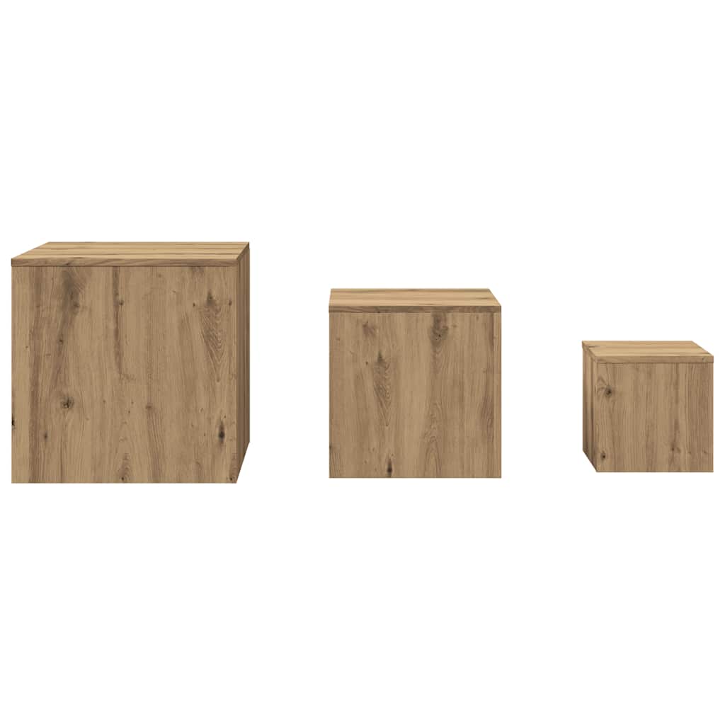 vidaXL Beistelltische 3 Stk. Artisan-Eiche Holzwerkstoff
