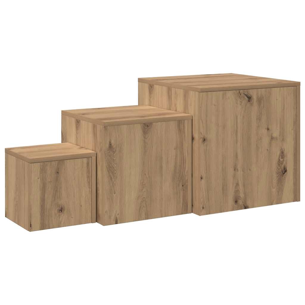 vidaXL Beistelltische 3 Stk. Artisan-Eiche Holzwerkstoff