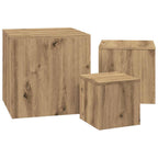 vidaXL Beistelltische 3 Stk. Artisan-Eiche Holzwerkstoff