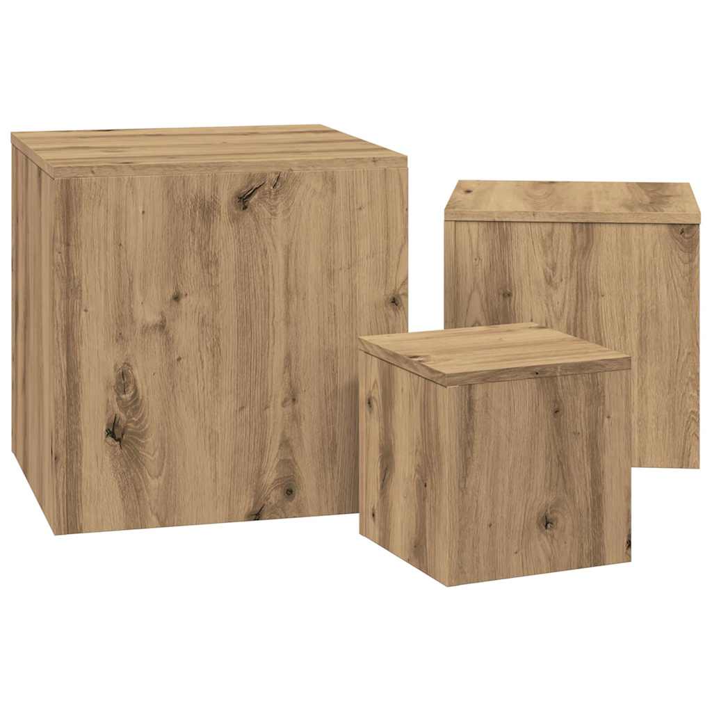 vidaXL Beistelltische 3 Stk. Artisan-Eiche Holzwerkstoff