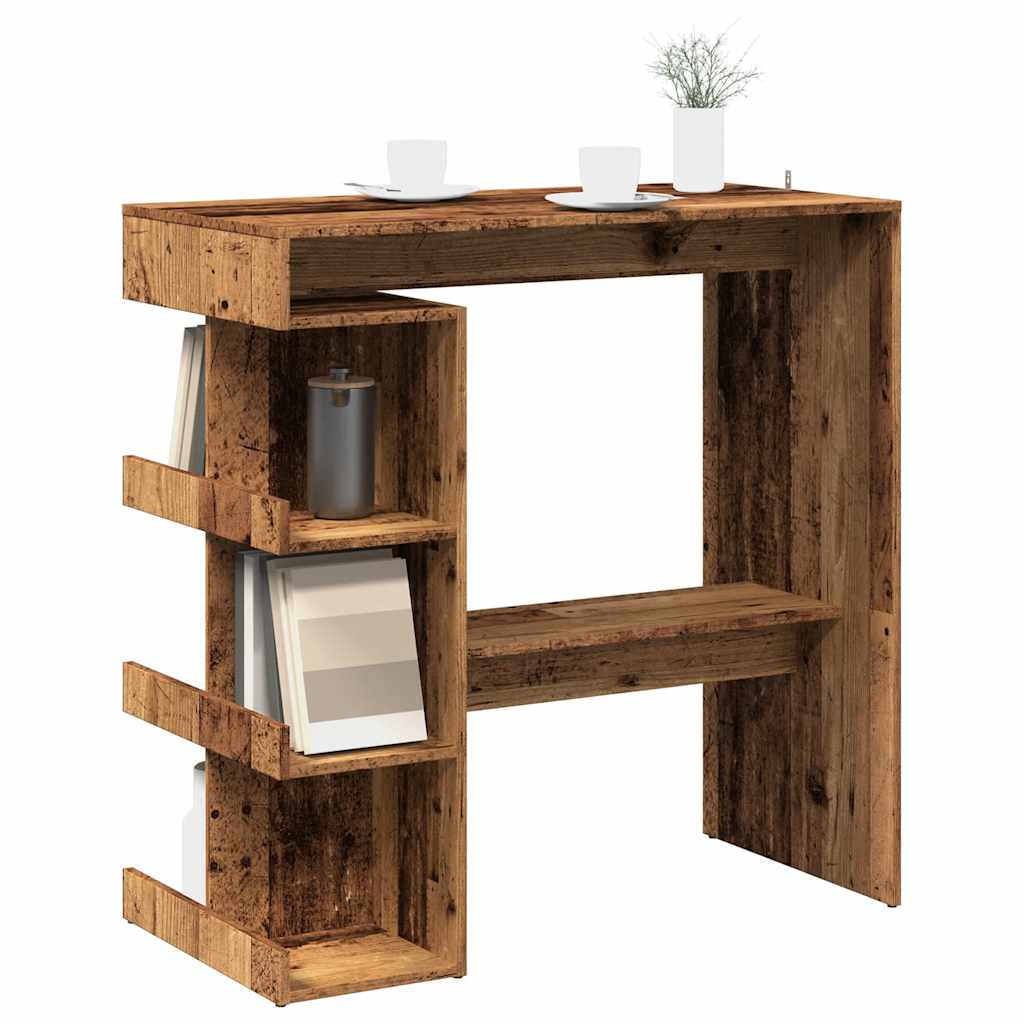 vidaXL Bartisch mit Regal Altholz-Optik 100x48x101,5 cm
