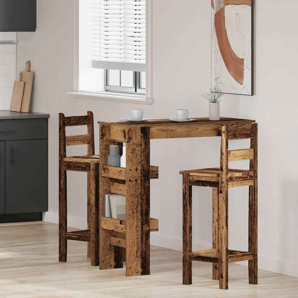 vidaXL Wand-Bartisch Altholz-Optik 102x45x103,5 cm Holzwerkstoff