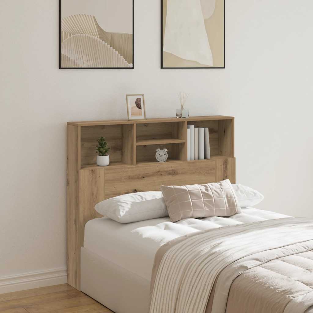vidaXL Bett-Kopfteil mit Ablagen Artisan-Eiche 120x19x103,5 cm