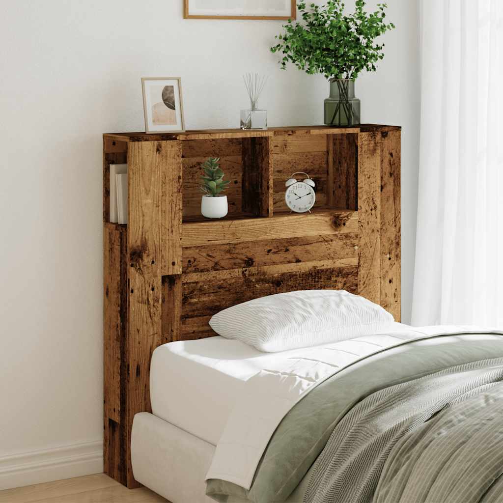 vidaXL Kopfteil mit Ablagen Altholz-Optik 100x18,5x102,5cm Holzwerkstoff