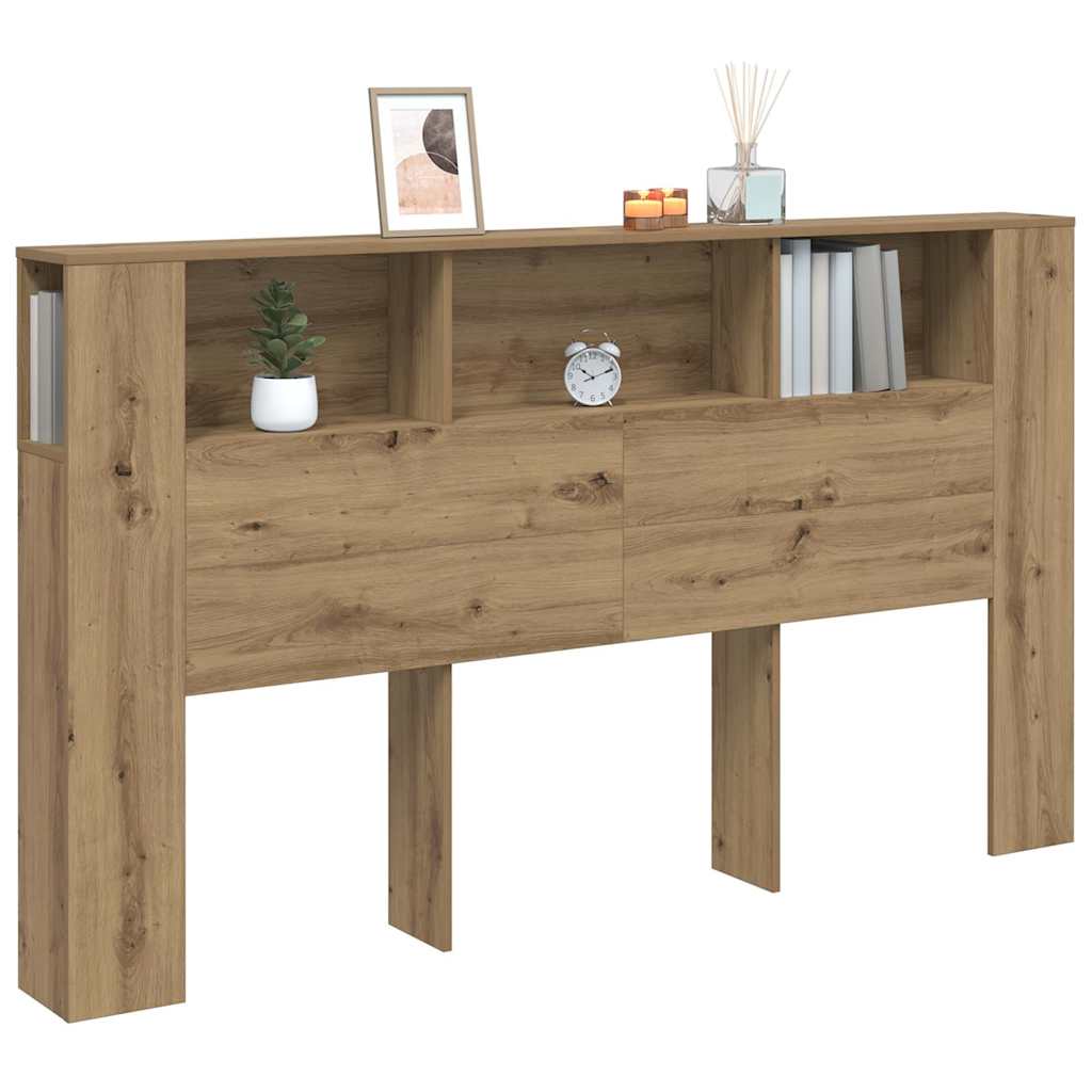 vidaXL Kopfteil mit Ablagen Artisan-Eiche 180x18,5x102,5 cm
