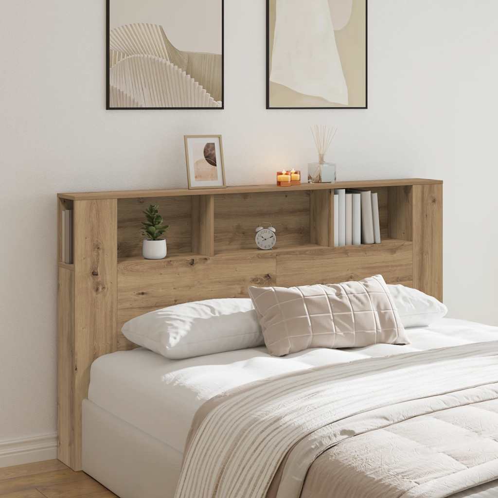 vidaXL Kopfteil mit Ablagen Artisan-Eiche 180x18,5x102,5 cm