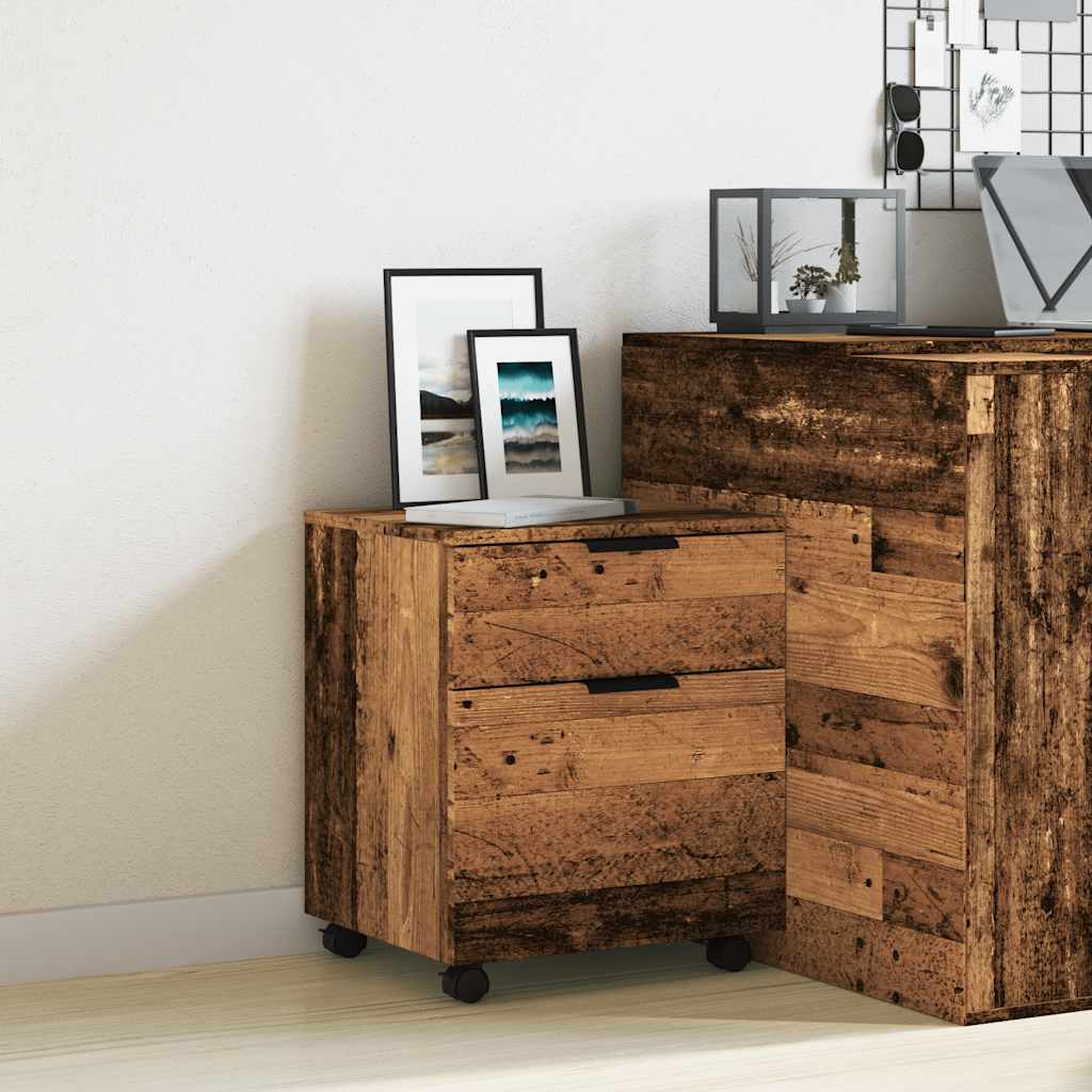 vidaXL Mobiler Aktenschrank mit Rollen Altholz 45x38x54 cm