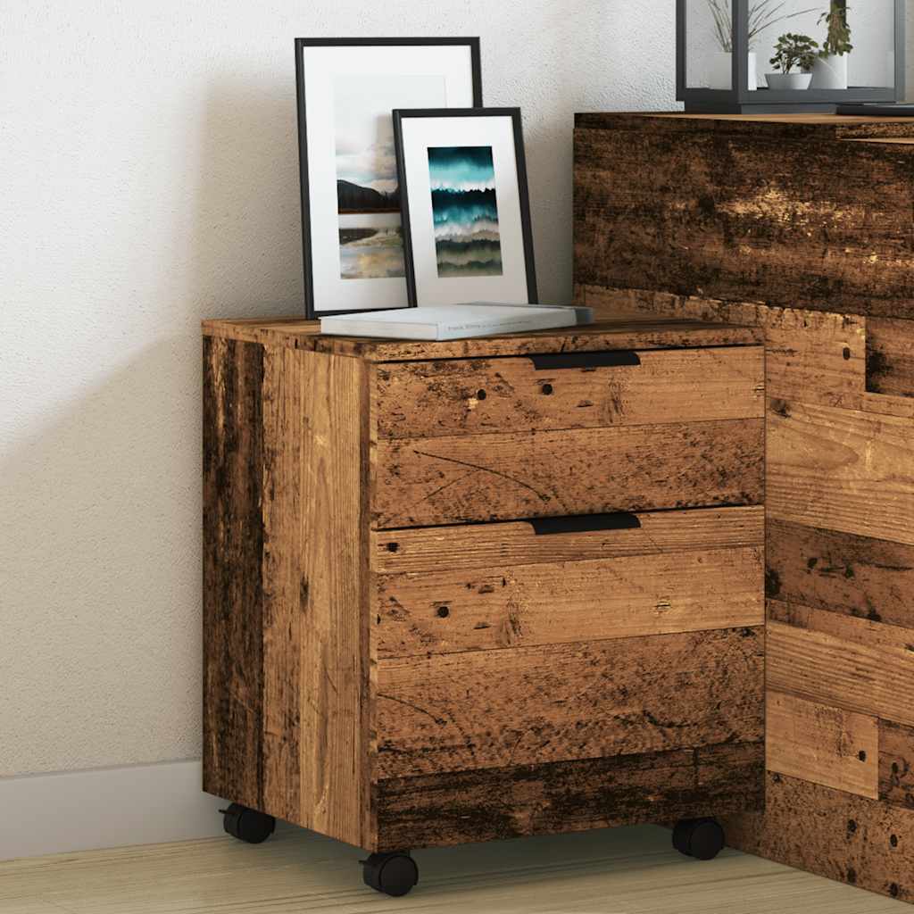 vidaXL Mobiler Aktenschrank mit Rollen Altholz 45x38x54 cm