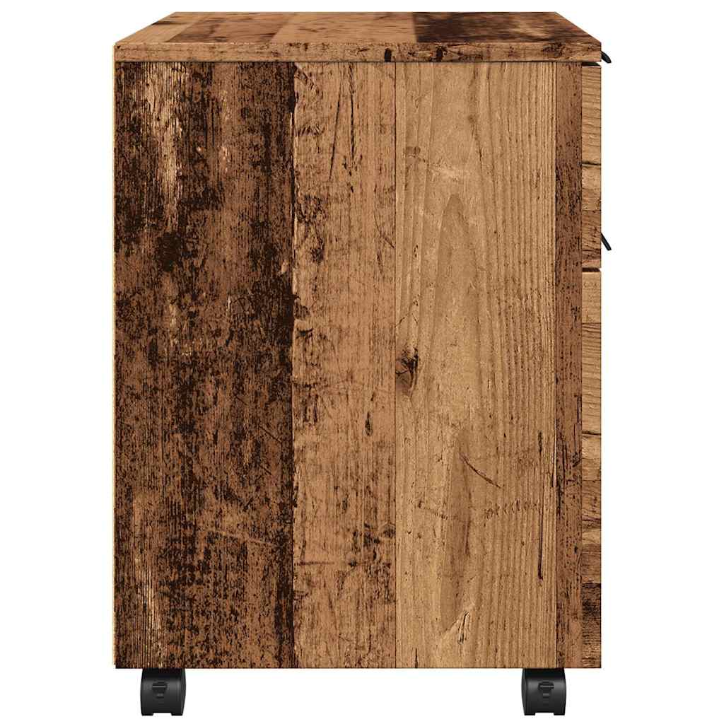 vidaXL Mobiler Aktenschrank mit Rollen Altholz 45x38x54 cm