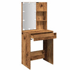 vidaXL Schminktisch mit LED-Leuchten Altholz-Optik 60x40x140 cm