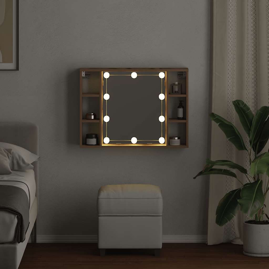 vidaXL Spiegelschrank mit LED-Leuchten Artisan-Eiche 76x15x55 cm