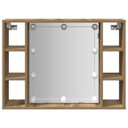 vidaXL Spiegelschrank mit LED-Leuchten Artisan-Eiche 76x15x55 cm