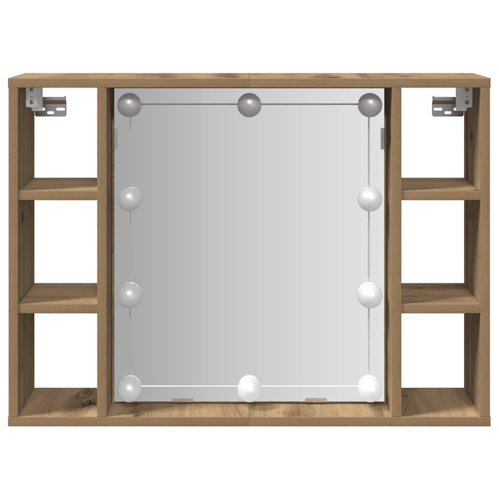 vidaXL Spiegelschrank mit LED-Leuchten Artisan-Eiche 76x15x55 cm