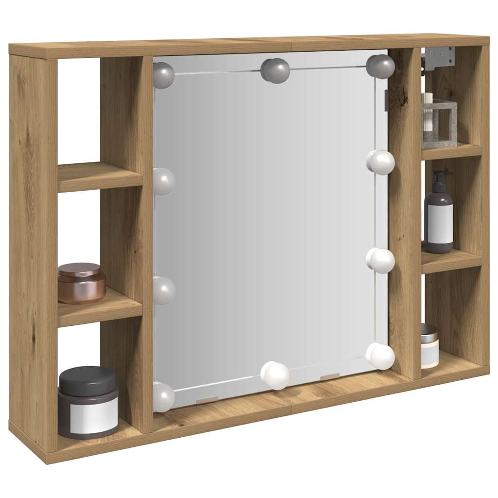 vidaXL Spiegelschrank mit LED-Leuchten Artisan-Eiche 76x15x55 cm