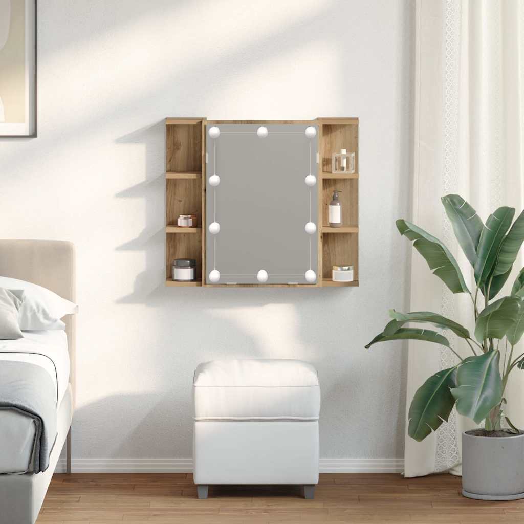 vidaXL Spiegelschrank mit LED Artisan Eichen-Optik 70x16,5x60 cm