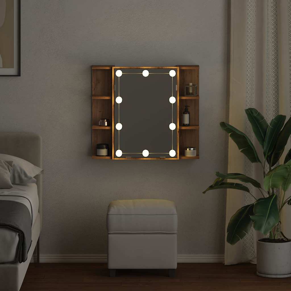 vidaXL Spiegelschrank mit LED Artisan Eichen-Optik 70x16,5x60 cm