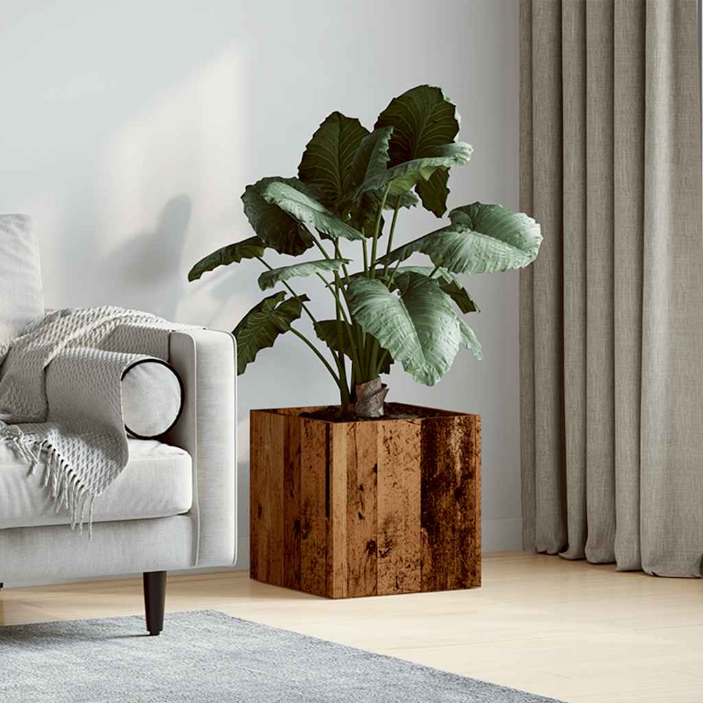 vidaXL Pflanzgefäß Altholz-Optik 40x40x40 cm Holzwerkstoff