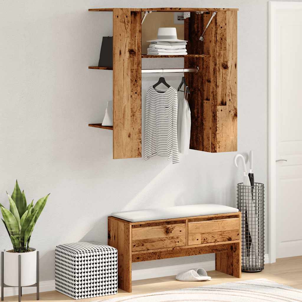 vidaXL Flurschrank Altholz-Optik 97,5x37x99 cm Holzwerkstoff