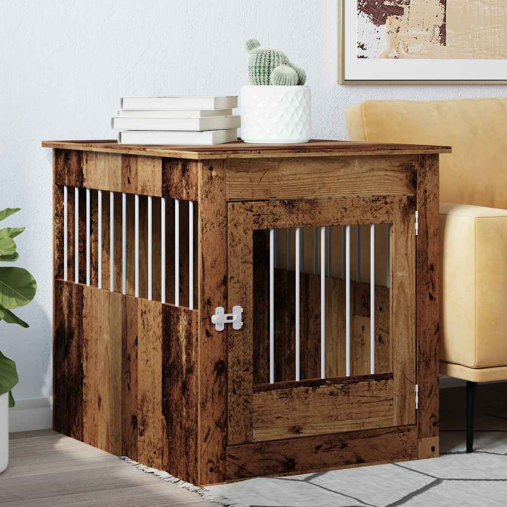 vidaXL Hundekäfig im Möbelstil Altholz-Optik 64,5x80x71 cm