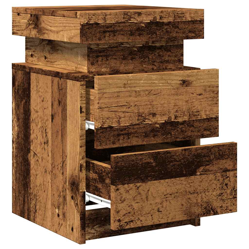 vidaXL LED-Nachttisch Altholz-Optik 35x39x55 cm Holzwerkstoff