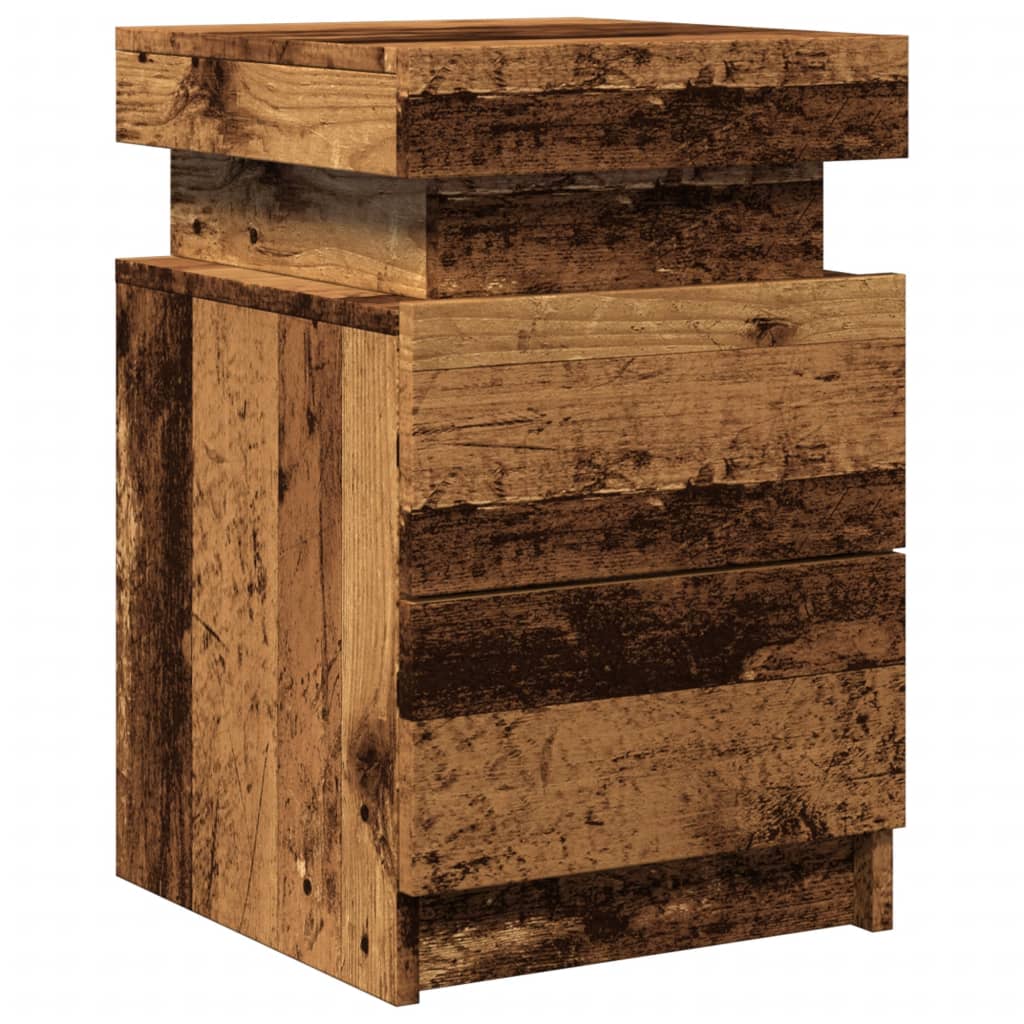 vidaXL LED-Nachttische 2 Stk. Altholz-Optik 35x39x55 cm Holzwerkstoff