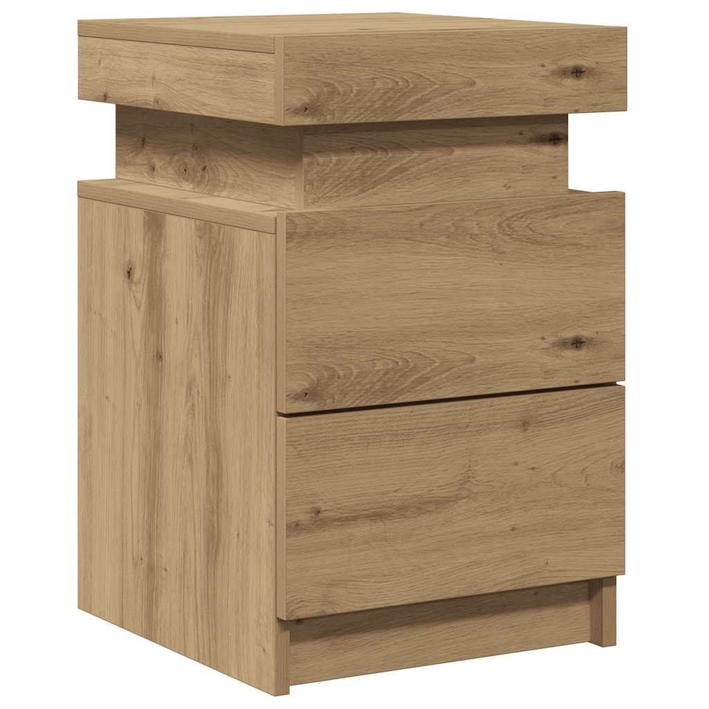 vidaXL LED-Nachttisch Artisan-Eiche 35x39x55 cm Holzwerkstoff