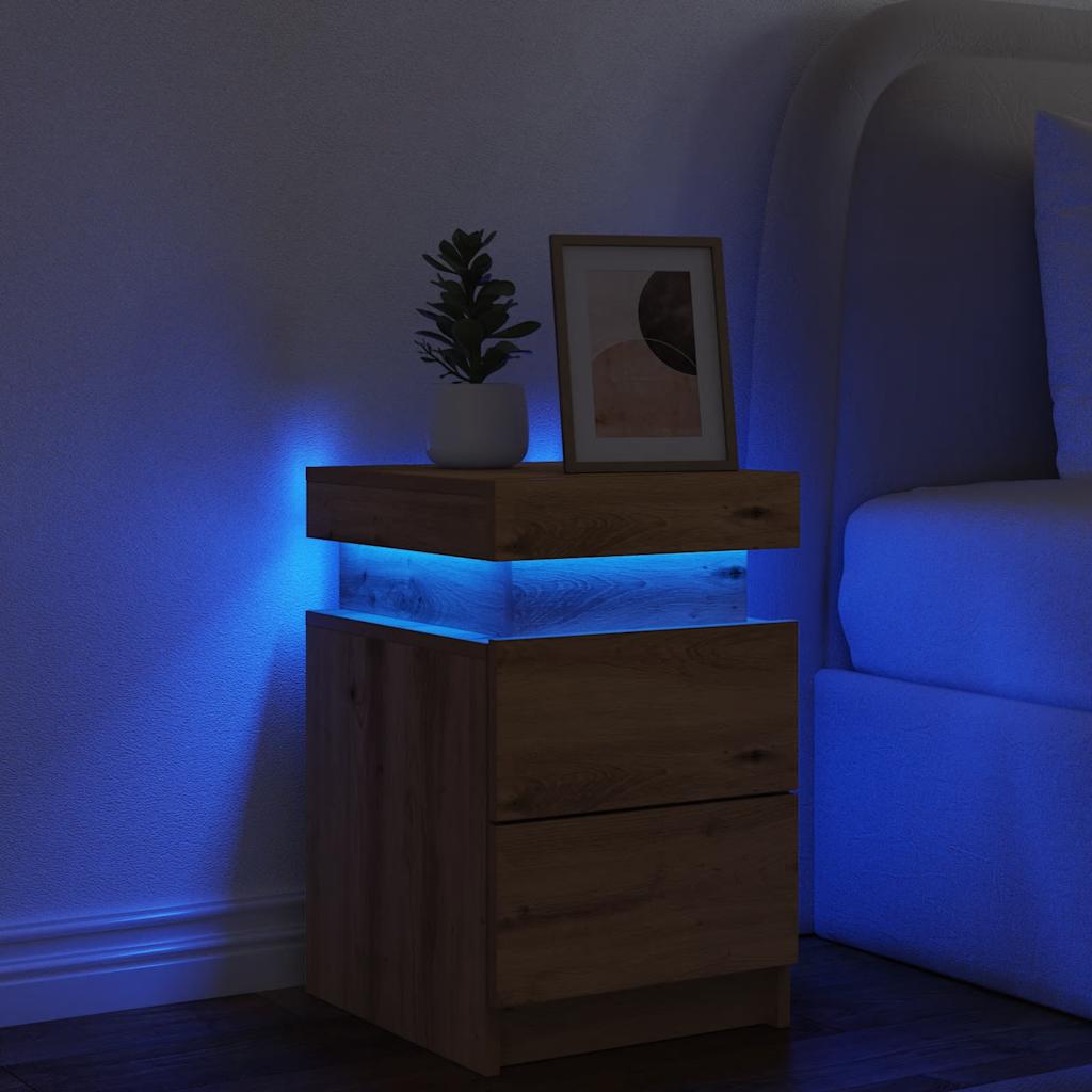vidaXL LED-Nachttisch Artisan-Eiche 35x39x55 cm Holzwerkstoff