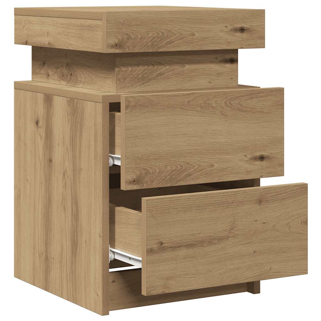 vidaXL LED-Nachttisch Artisan-Eiche 35x39x55 cm Holzwerkstoff