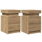 vidaXL LED-Nachttische 2 Stk. Artisan-Eiche 35x39x55 cm Holzwerkstoff