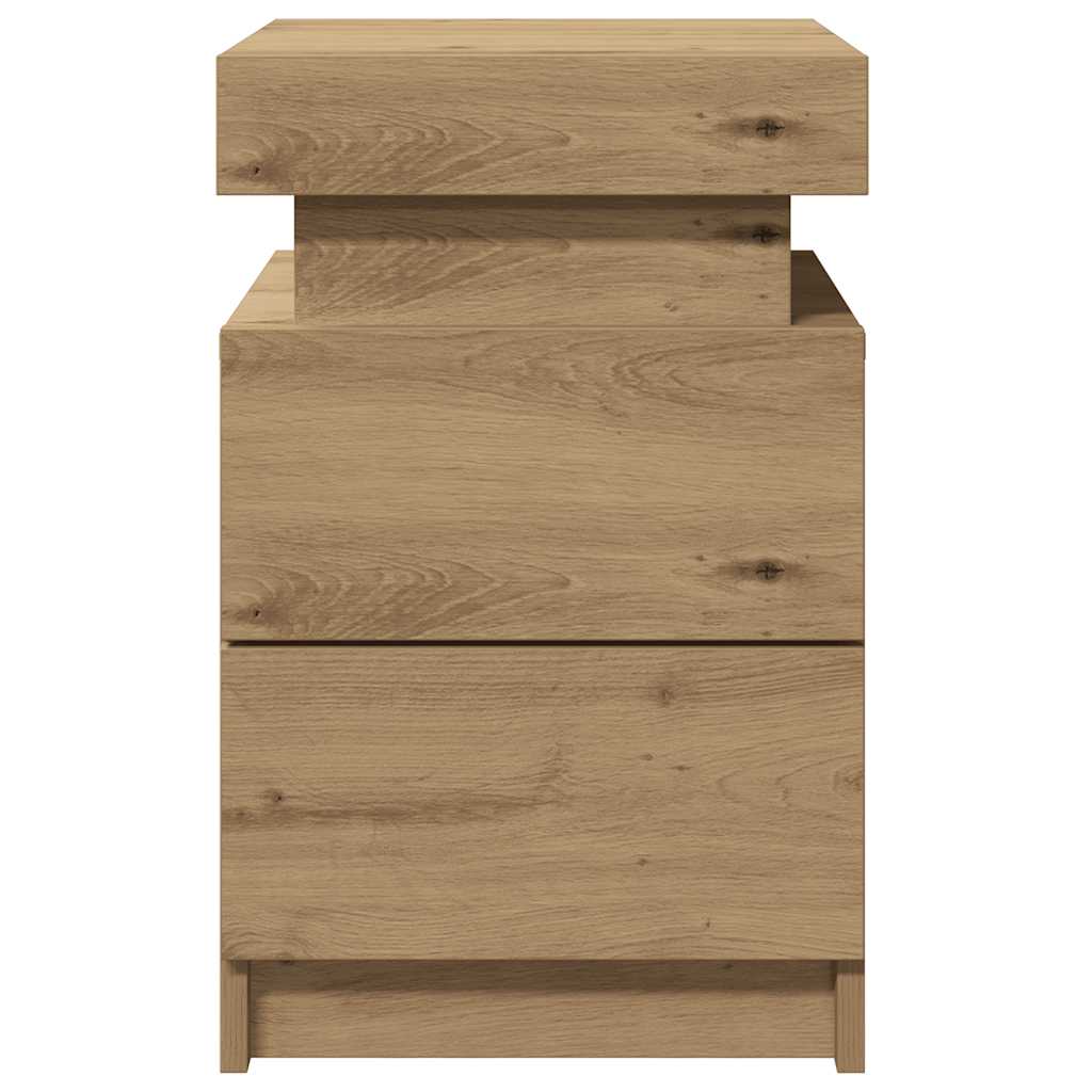 vidaXL LED-Nachttische 2 Stk. Artisan-Eiche 35x39x55 cm Holzwerkstoff