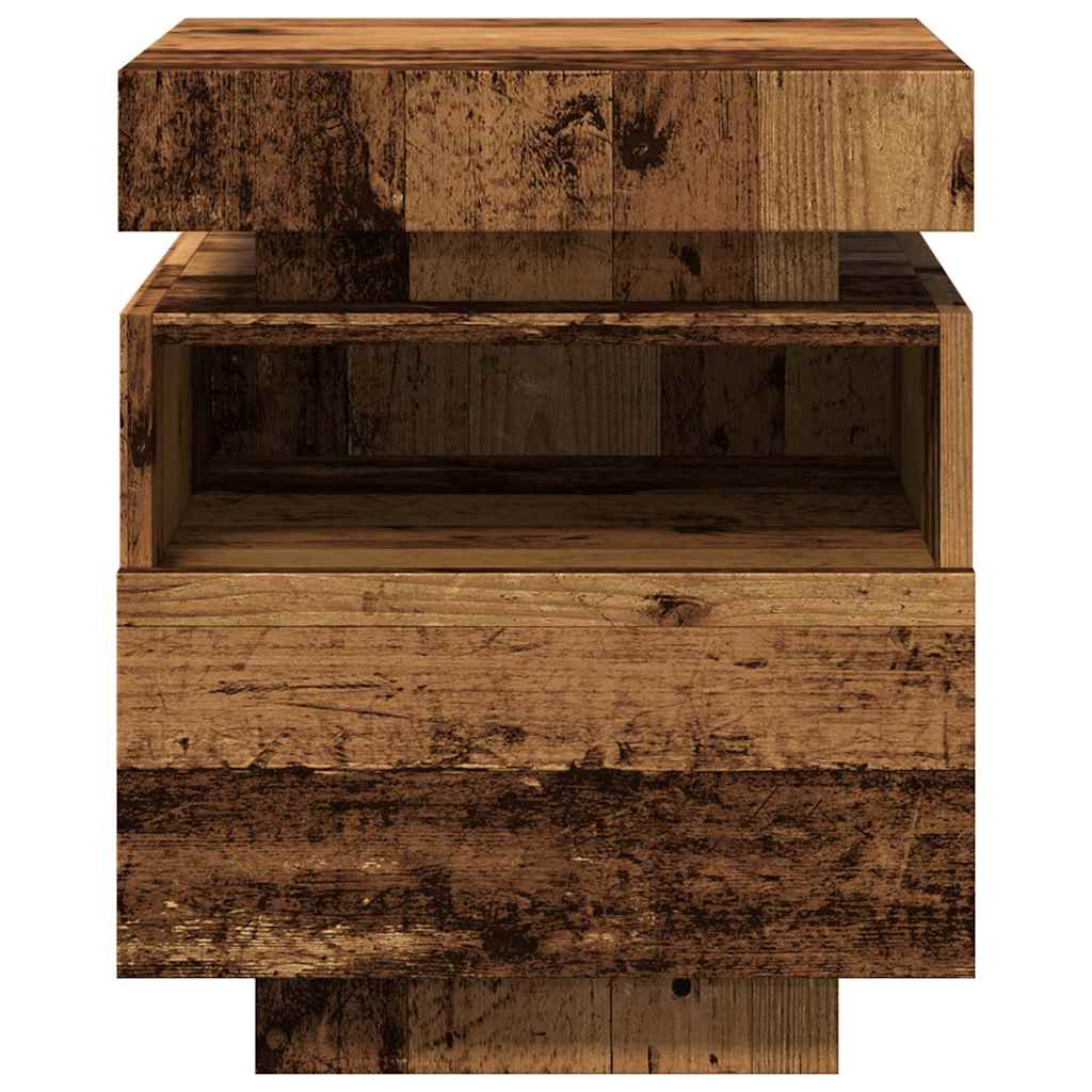 vidaXL Nachttische mit LED-Leuchten 2 Stk. Altholz-Optik 40x39x48,5 cm